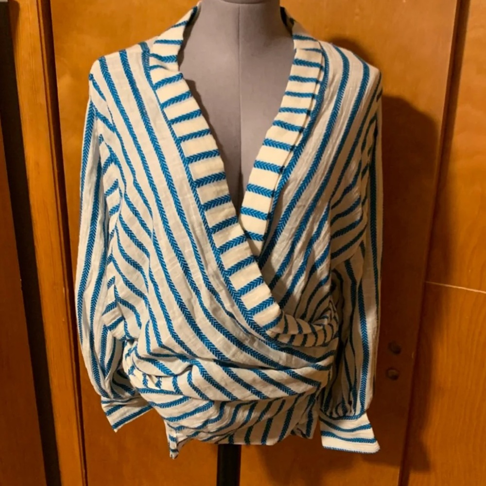 Free People Bow Arrow Tie Front Kimono Blue - Picture 3 of 6